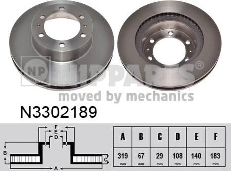 Nipparts N3302189 - Спирачен диск vvparts.bg