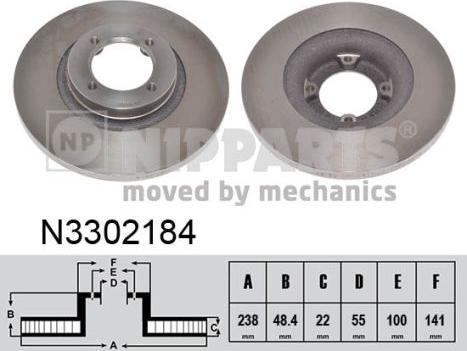 Nipparts N3302184 - Спирачен диск vvparts.bg