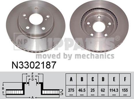 Nipparts N3302187 - Спирачен диск vvparts.bg