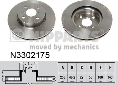 Nipparts N3302175 - Спирачен диск vvparts.bg