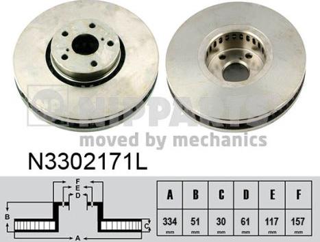 Nipparts N3302171L - Спирачен диск vvparts.bg