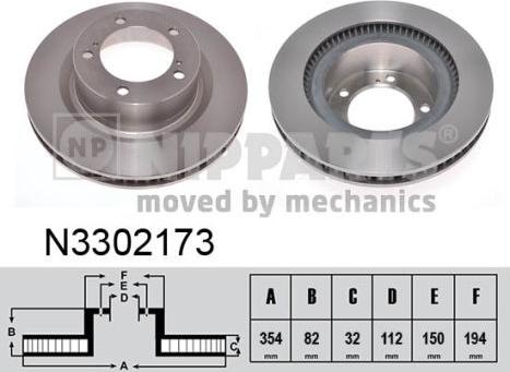 Nipparts N3302173 - Спирачен диск vvparts.bg