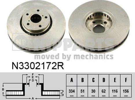 Nipparts N3302172R - Спирачен диск vvparts.bg