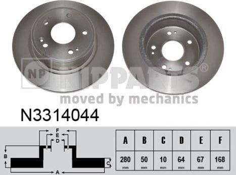 Nipparts N3314044 - Спирачен диск vvparts.bg