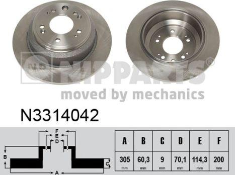 Nipparts N3314042 - Спирачен диск vvparts.bg