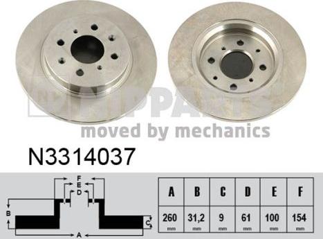 Nipparts N3314037 - Спирачен диск vvparts.bg