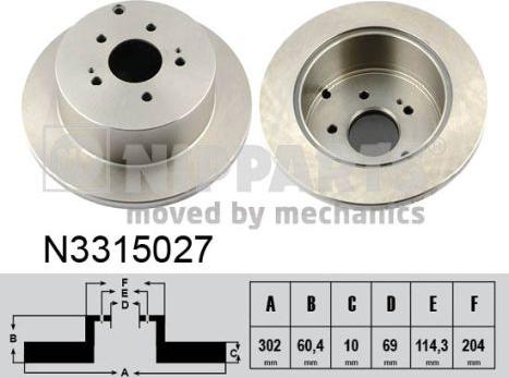 Nipparts N3315027 - Спирачен диск vvparts.bg