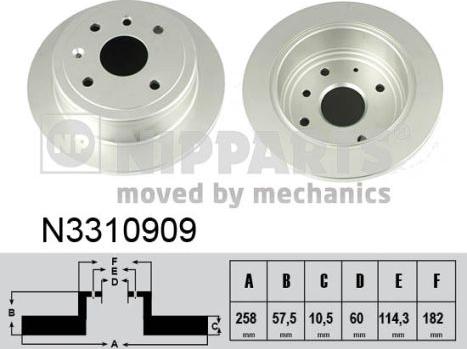 Nipparts N3310909 - Спирачен диск vvparts.bg