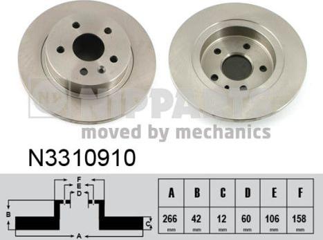 Nipparts N3310910 - Спирачен диск vvparts.bg