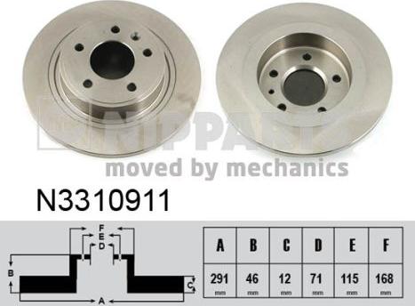 Nipparts N3310911 - Спирачен диск vvparts.bg