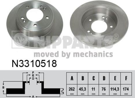 Nipparts N3310518 - Спирачен диск vvparts.bg