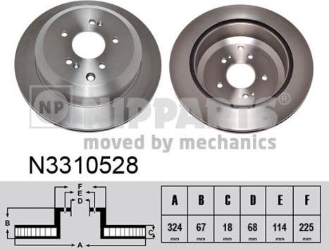 Nipparts N3310528 - Спирачен диск vvparts.bg