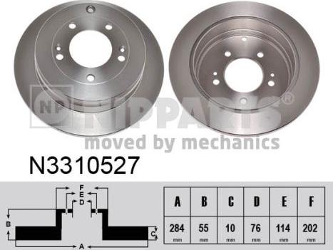 Nipparts N3310527 - Спирачен диск vvparts.bg