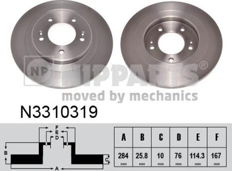 Nipparts N3310319 - Спирачен диск vvparts.bg