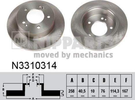 Nipparts N3310314 - Спирачен диск vvparts.bg