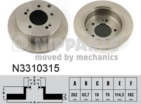 Nipparts N3310315 - Спирачен диск vvparts.bg