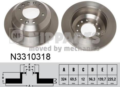 Nipparts N3310318 - Спирачен диск vvparts.bg