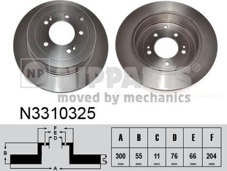 Nipparts N3310325 - Спирачен диск vvparts.bg