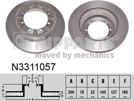 Nipparts N3311057 - Спирачен диск vvparts.bg