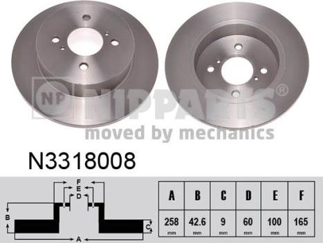 Nipparts N3318008 - Спирачен диск vvparts.bg