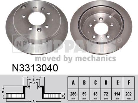 Nipparts N3313040 - Спирачен диск vvparts.bg