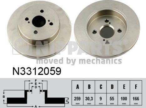 Nipparts N3312059 - Спирачен диск vvparts.bg