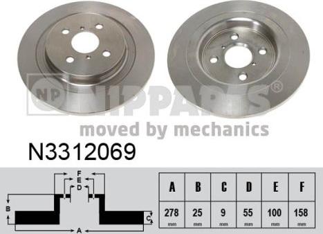 Nipparts N3312069 - Спирачен диск vvparts.bg