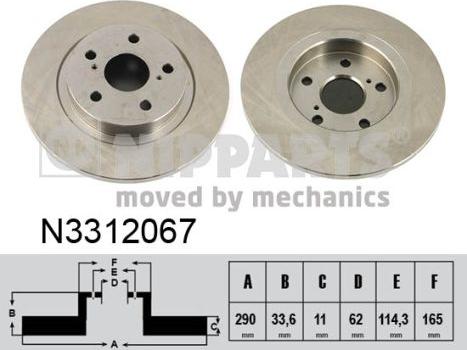 Nipparts N3312067 - Спирачен диск vvparts.bg