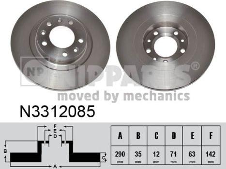 Nipparts N3312085 - Спирачен диск vvparts.bg