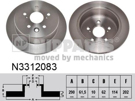 Nipparts N3312083 - Спирачен диск vvparts.bg