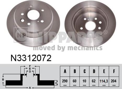 Nipparts N3312072 - Спирачен диск vvparts.bg