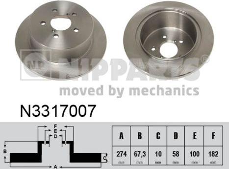 Nipparts N3317007 - Спирачен диск vvparts.bg