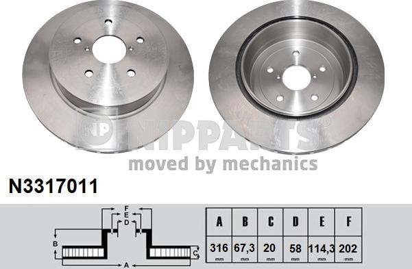 Nipparts N3317011 - Спирачен диск vvparts.bg