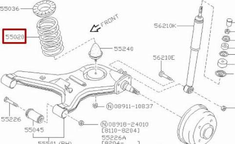 NISSAN 55020-11A05 - Пружина за ходовата част vvparts.bg