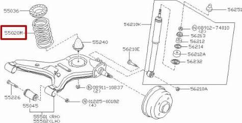 NISSAN 5502032A07 - Пружина за ходовата част vvparts.bg