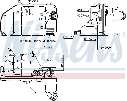 Nissens 996061 - Разширителен съд, охладителна течност vvparts.bg