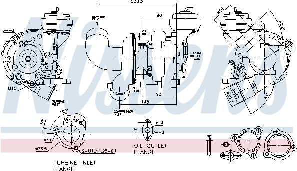 Nissens 93108 - Турбина, принудително пълнене с въздух vvparts.bg