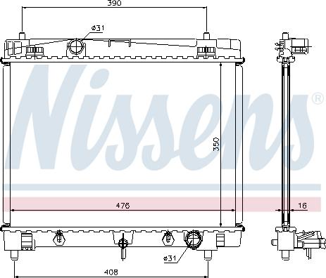 Nissens 64682 - Радиатор, охлаждане на двигателя vvparts.bg