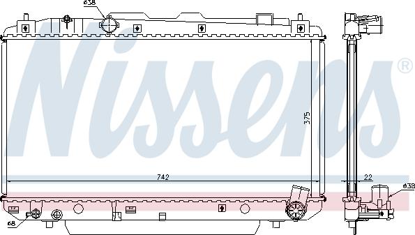 Nissens 64638A - Радиатор, охлаждане на двигателя vvparts.bg