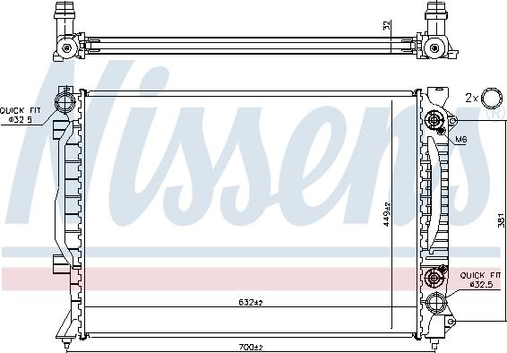 Nissens 60423A - Радиатор, охлаждане на двигателя vvparts.bg