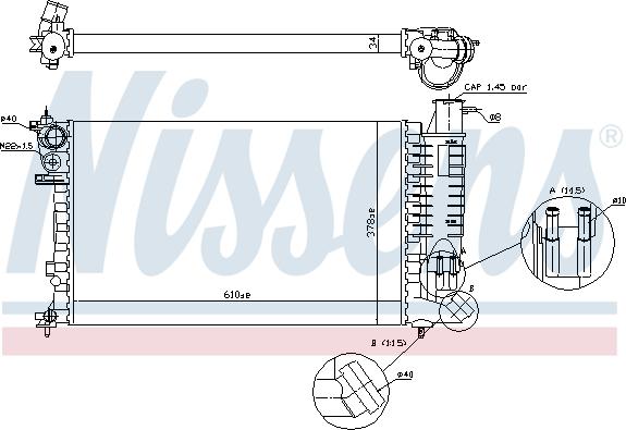 Nissens 61380A - Радиатор, охлаждане на двигателя vvparts.bg