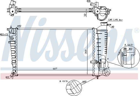 Nissens 61329A - Радиатор, охлаждане на двигателя vvparts.bg