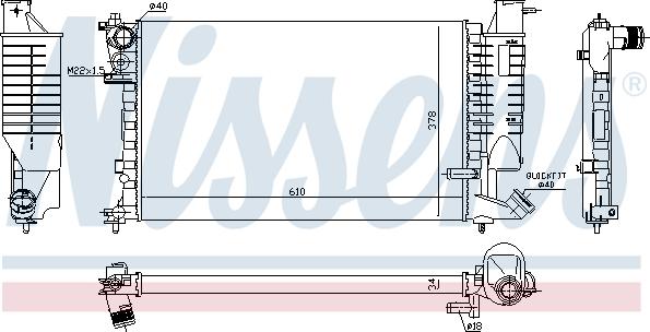 Nissens 61252A - Радиатор, охлаждане на двигателя vvparts.bg