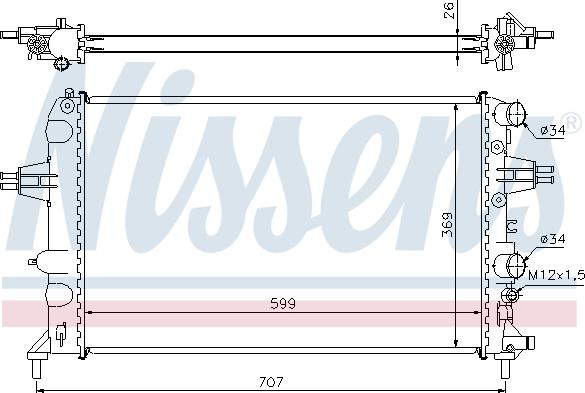 Nissens 63095A - Радиатор, охлаждане на двигателя vvparts.bg