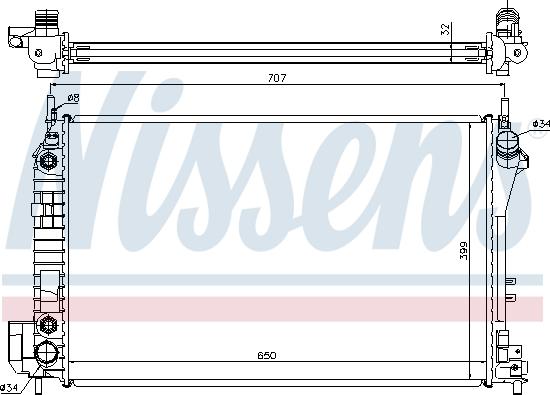 Nissens 63023A - Радиатор, охлаждане на двигателя vvparts.bg