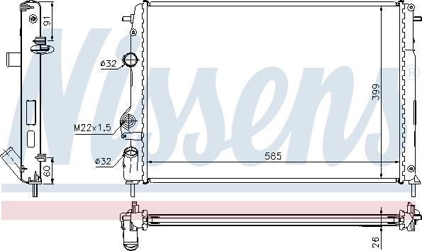 Nissens 63896A - Радиатор, охлаждане на двигателя vvparts.bg