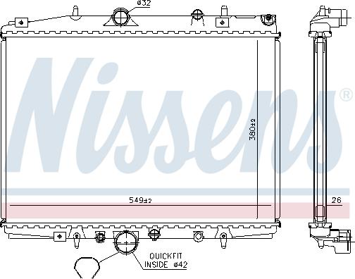 Nissens 63704A - Радиатор, охлаждане на двигателя vvparts.bg