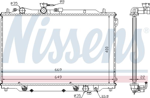 Nissens 62444A - Радиатор, охлаждане на двигателя vvparts.bg