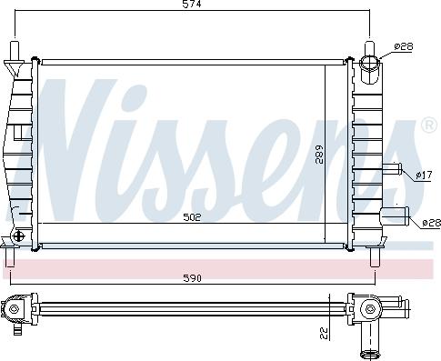 Nissens 62085A - Радиатор, охлаждане на двигателя vvparts.bg