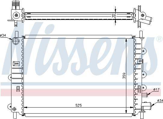 Nissens 62217A - Радиатор, охлаждане на двигателя vvparts.bg